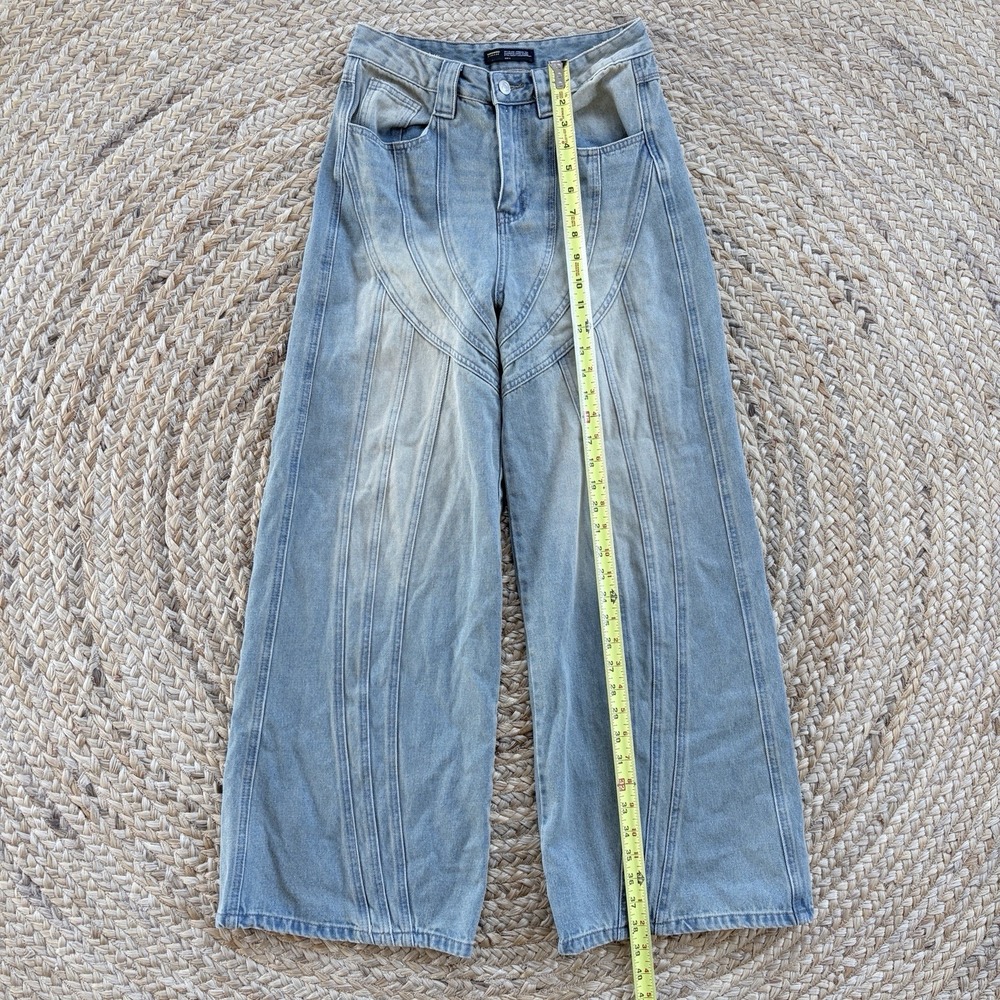 Finesse Y2K Baggy Jeans Womens S Waist 27 Hip 37 Wide Leg 90s Light‎ Wash - Picture 4 of 9